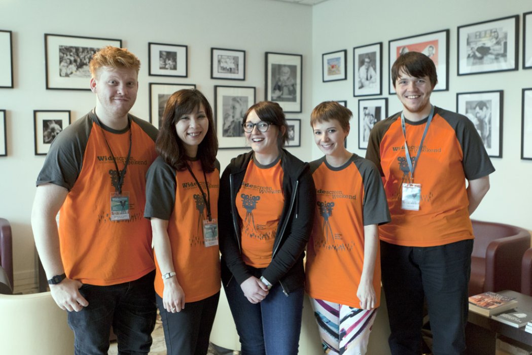 A group of events volunteers at our Widescreen Weekend film festival