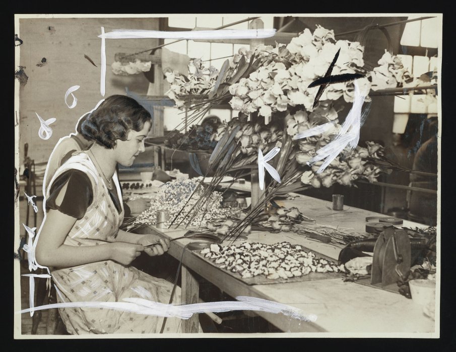 Women making artificial flowers